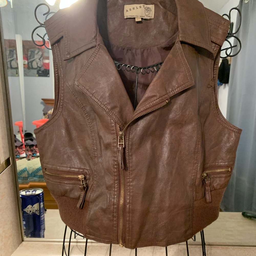 Faux leather vest